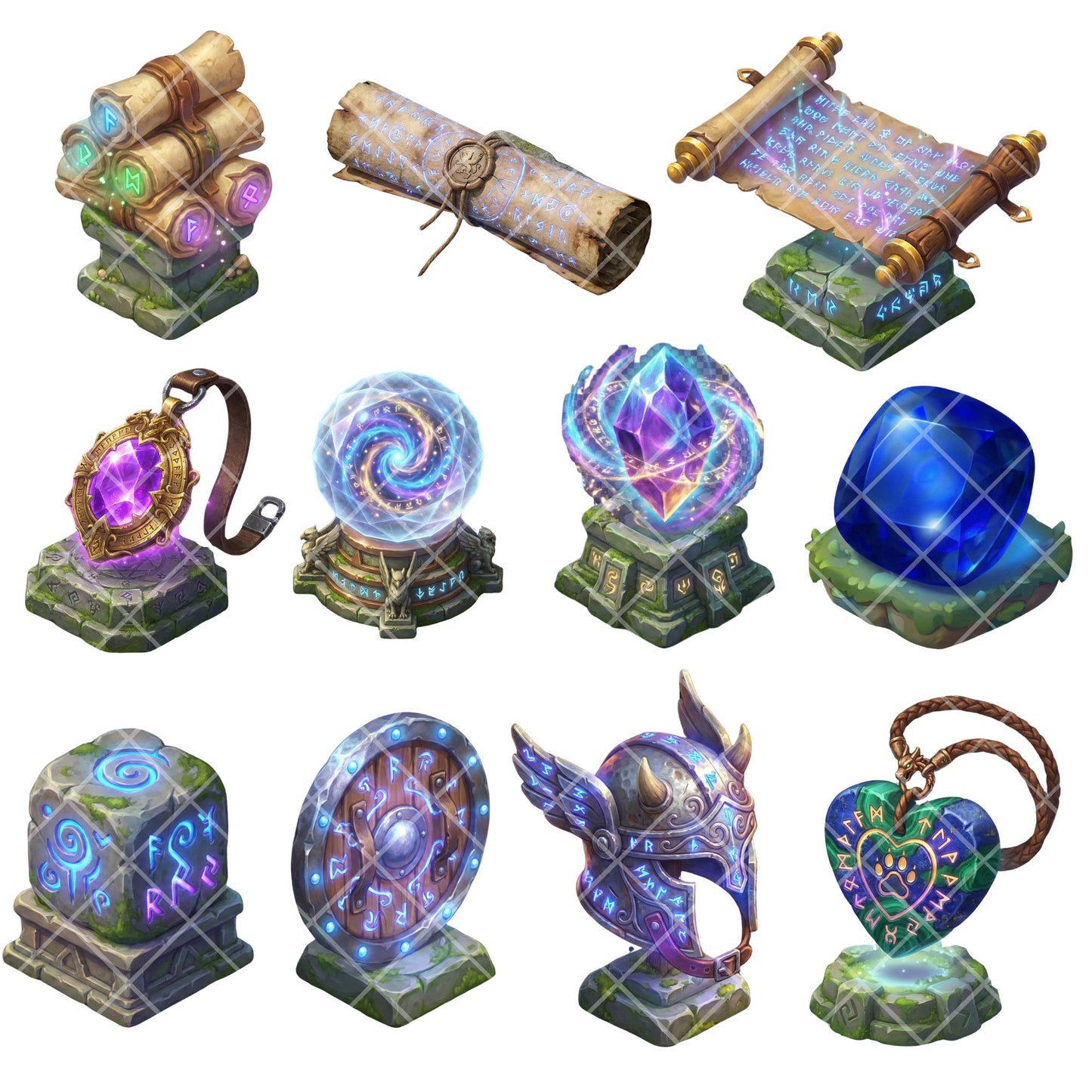 Fantasy RPG PNG Bundle – 50 Magic Game Assets | Potions, Scrolls, Spells, Weapons, Coins & Maps