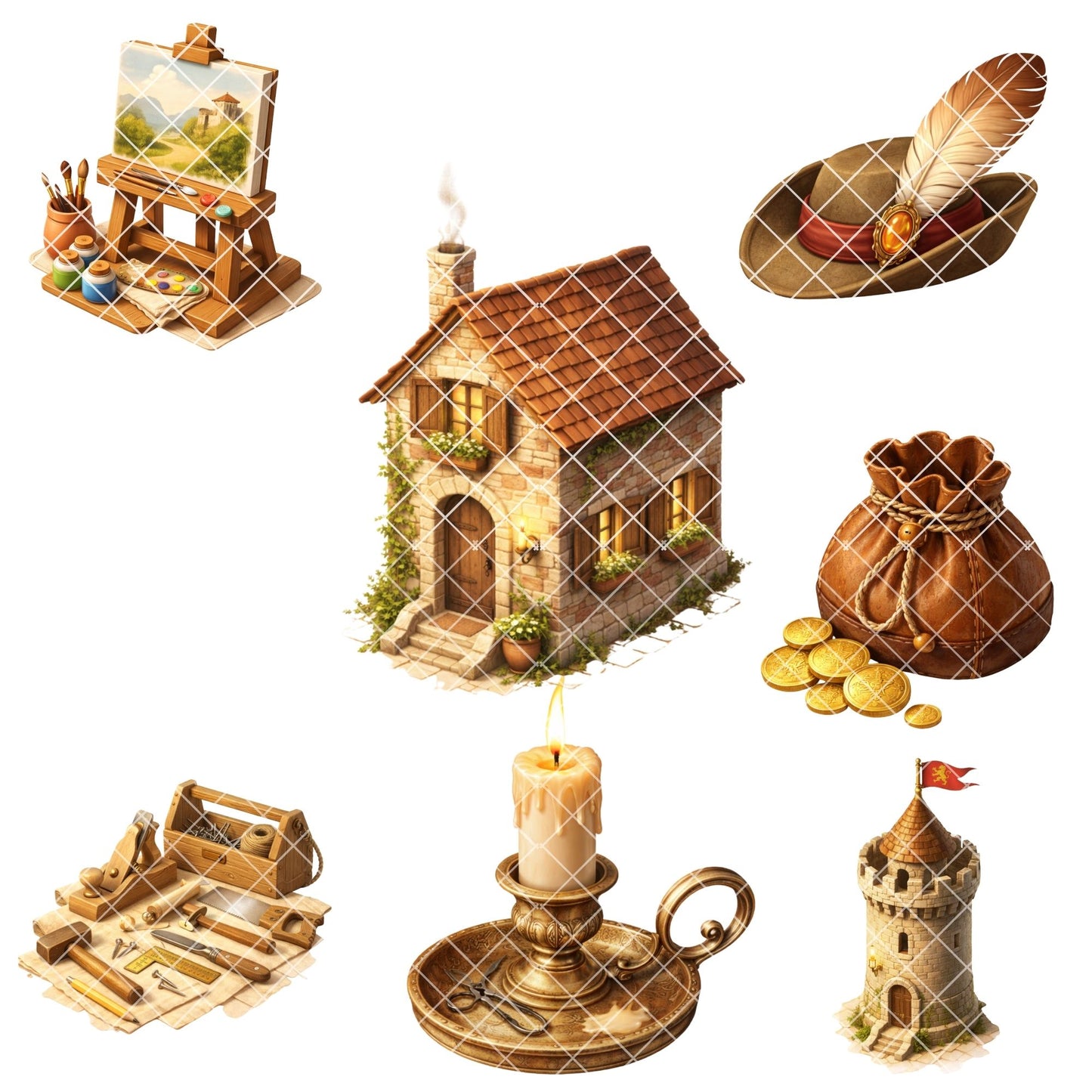 Renaissance Europe 3D Clipart – 57 Medieval PNG Files – Castles, Knights, Ships & Historical Graphics