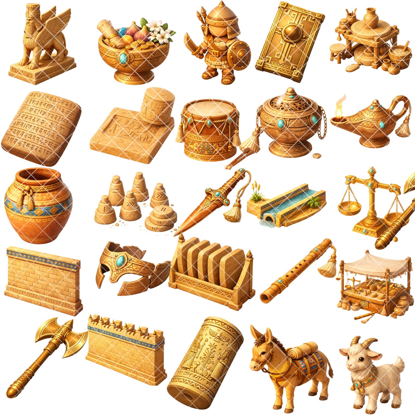 Mesopotamia Clipart – 54 Ancient Civilization PNG Files – Sumerian, Babylonian & Assyrian History Graphics
