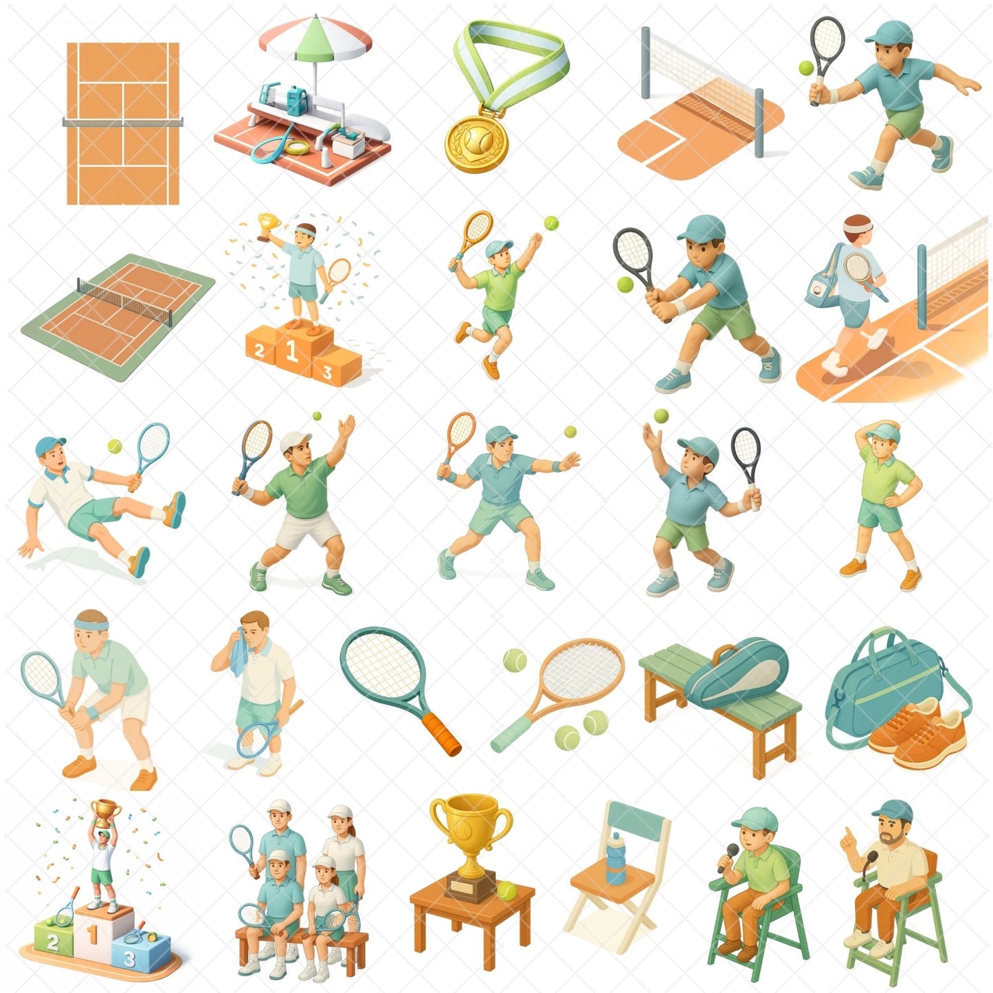 Tennis Clipart – 52 Sports PNG Files – Tennis Players, Rackets, Courts & Game Graphics