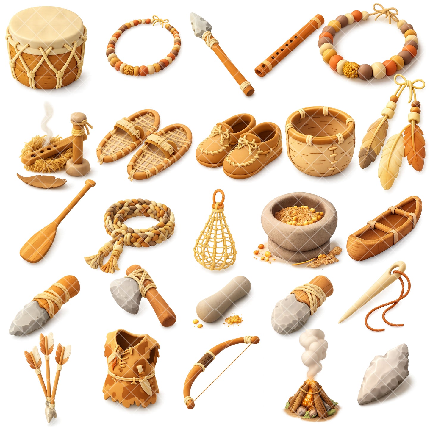 Indigenous Peoples of North America 3D Clipart PNG Bundle – 55 Culture & History Graphics for Classroom