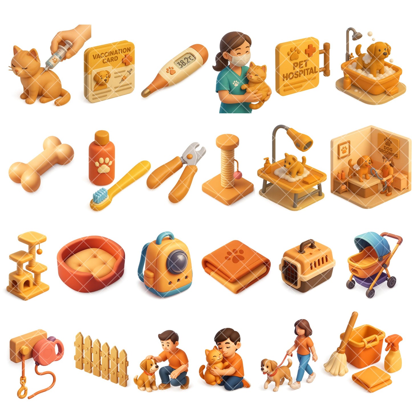 Pet Care 3D Clipart – 66 PNG Vet, Grooming & Animal Graphics | Dogs, Cats, Adoption, Animal Care
