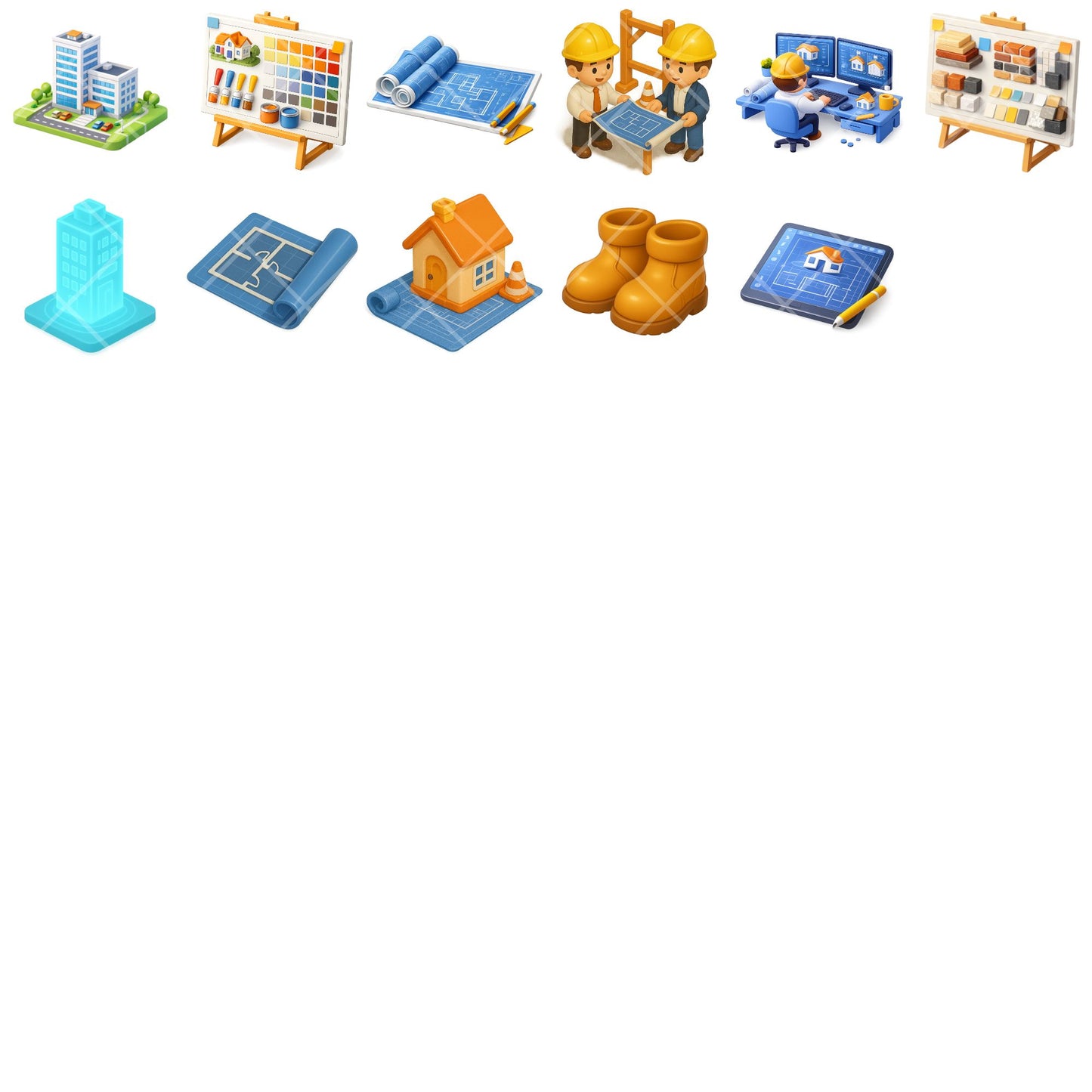 Architect Clipart Bundle, Architecture PNG Icons, Cute Construction Tools & Characters, Building Graphics