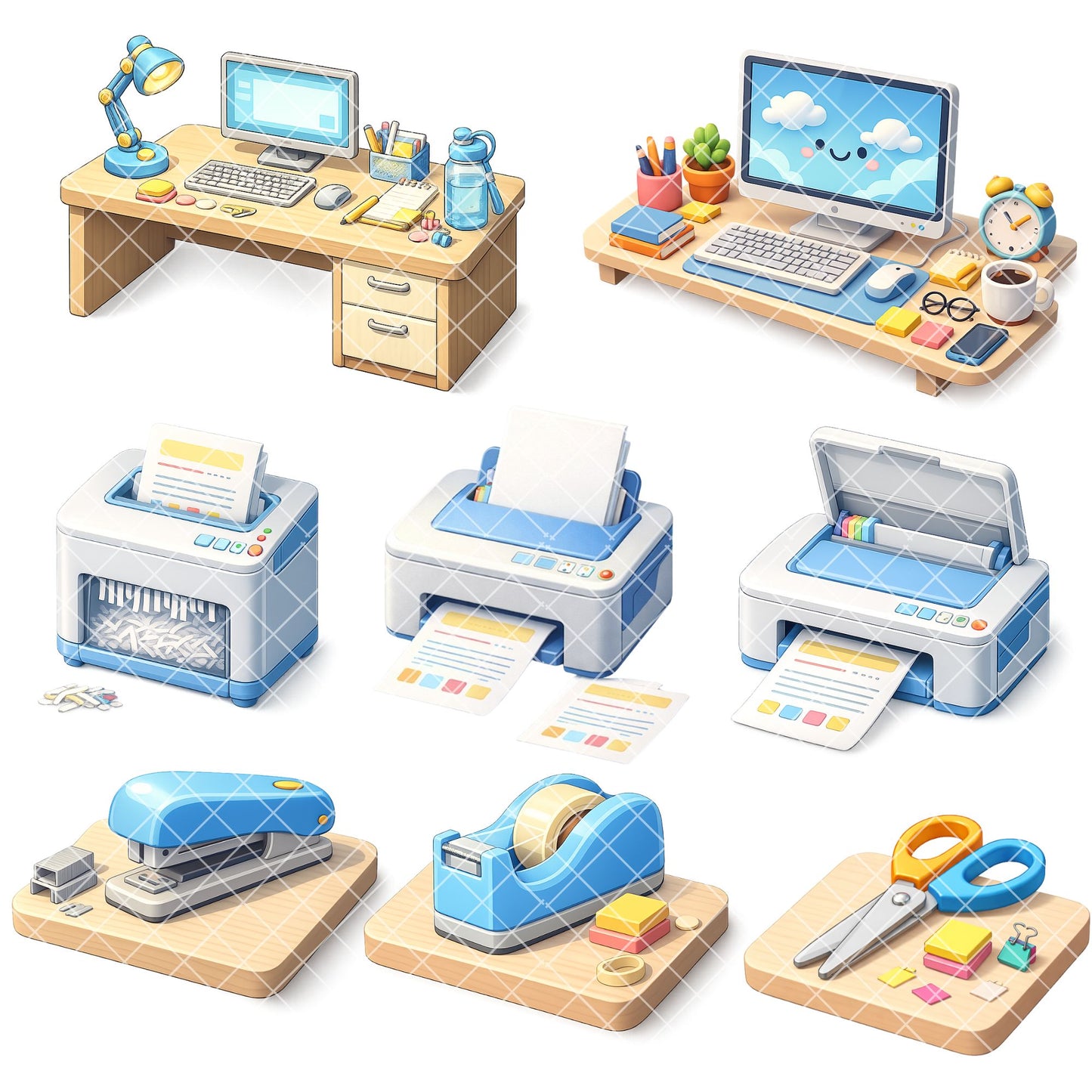 Office Productivity Clipart PNG – 50 Modern Business & Work Planner Graphics for Entrepreneurs