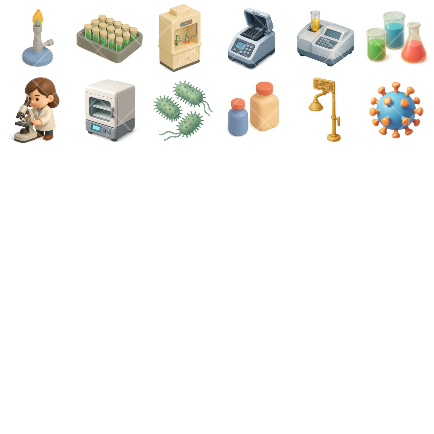 Scientist Clipart Bundle, Science PNG Icons, Chemistry Lab Equipment & STEM Graphics for Classroom