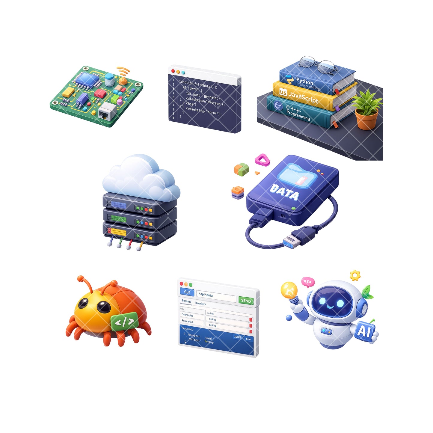 IT Programmer Clipart Bundle, Coding PNG Files, Developer & AI Graphics, Tech Icons, Commercial Use Digital Download, 48 PNG
