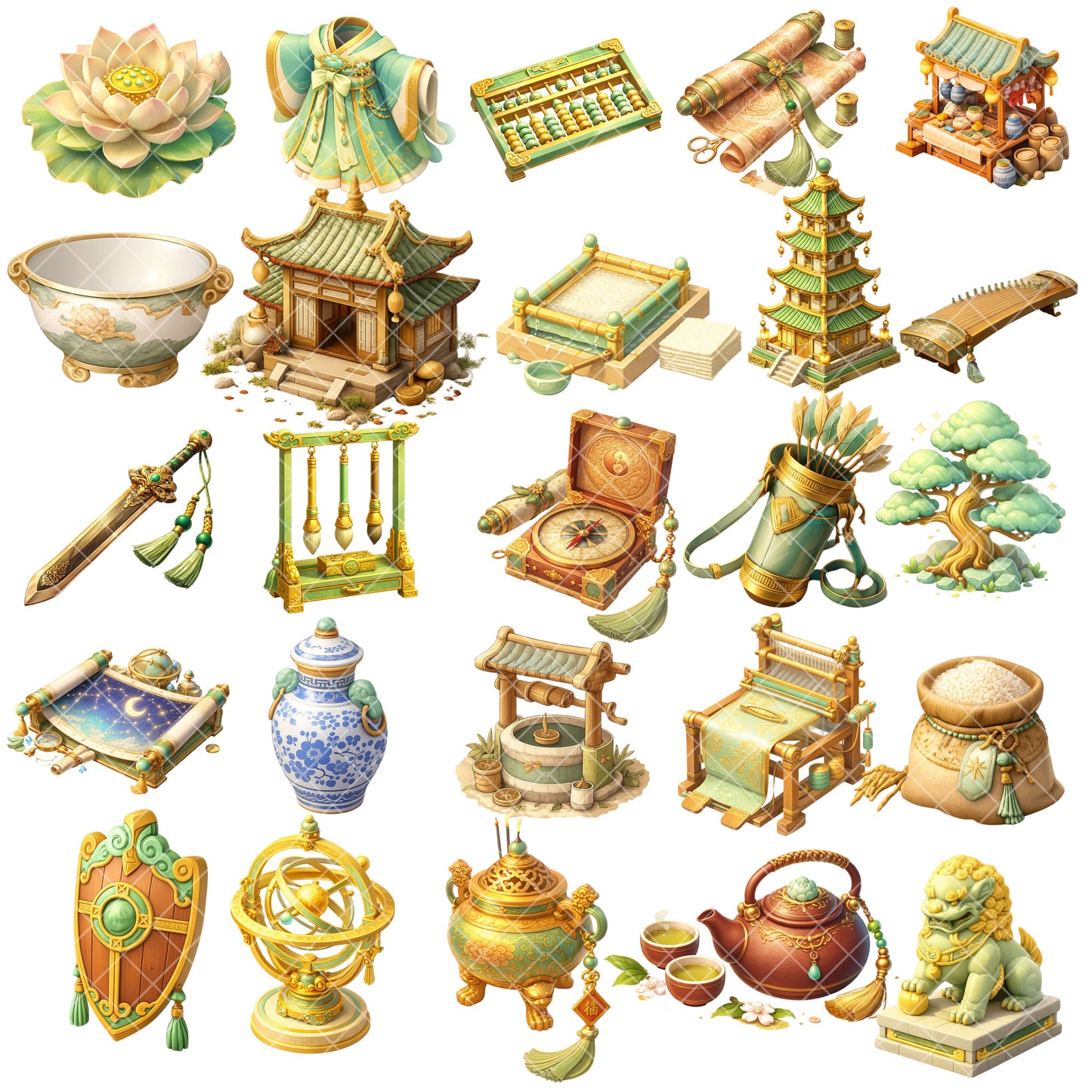 Ancient China Clipart – 55 Chinese History PNG Files – Pagoda, Dragon & Cultural Graphics