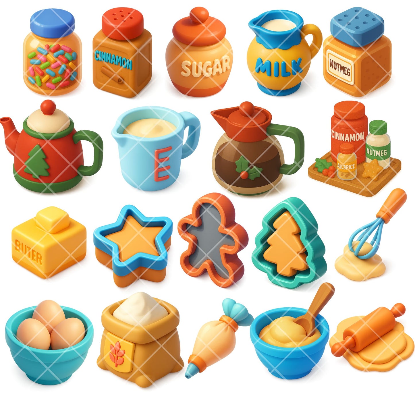 Christmas Baking Clipart – 3D Holiday Sweets PNG | Festive Desserts, Kitchen Tools, Cookies & Cakes