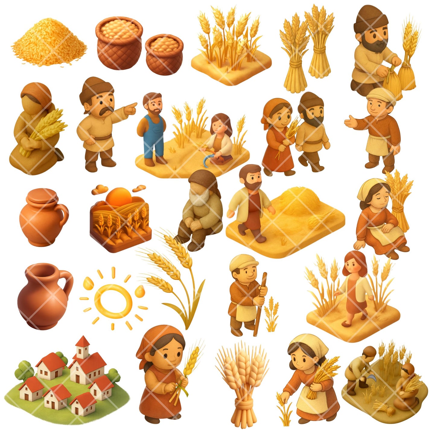 Ruth and Boaz 3D Clipart – Bible Story PNG Bundle for Sunday School (59 Files)