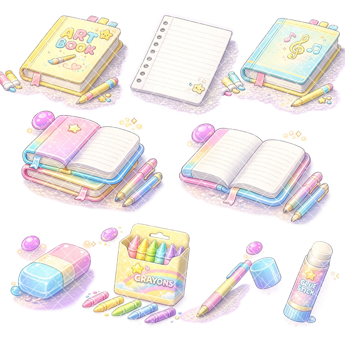 Classroom School Supplies Clipart PNG – 50 Pastel Education Graphics for Teachers, Planners & Kids Crafts