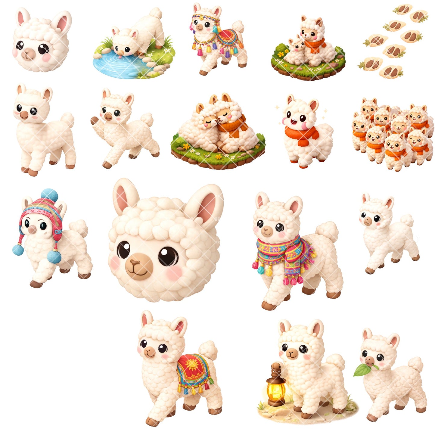 Llama 3D Clipart – 42 Cute Llama PNG Files – Baby Llama Nursery Art, Fall & Superhero Sublimation Graphics