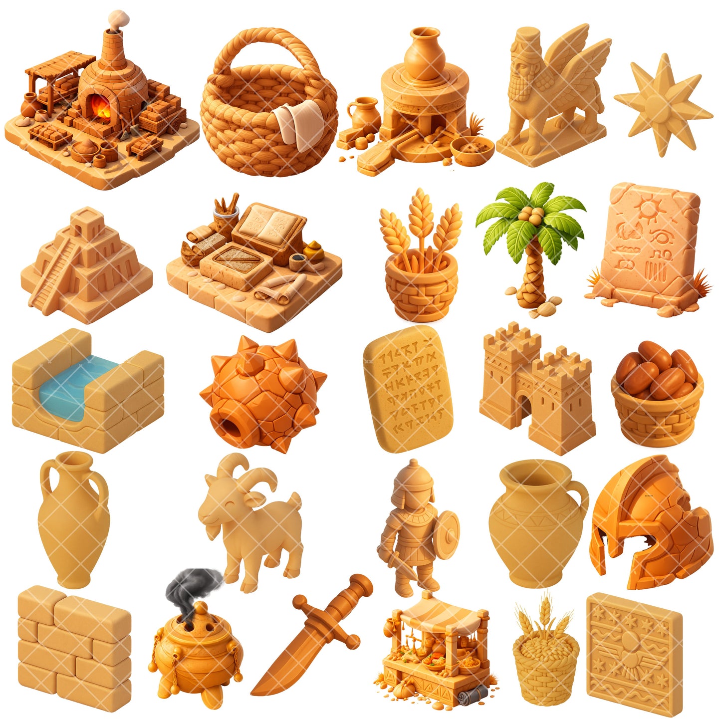 Mesopotamia 3D PNG Clipart Bundle – Ancient Civilization History Art (50 Files)