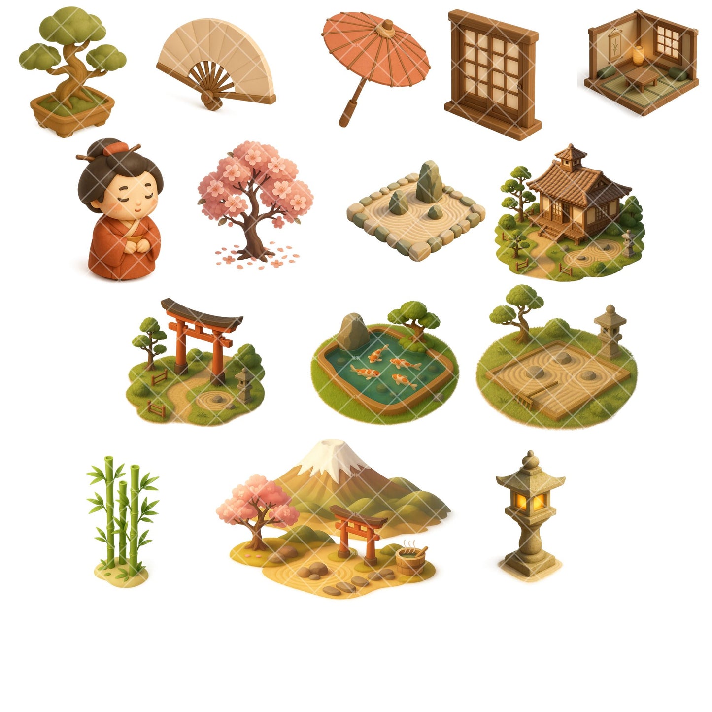 Japanese Zen Garden Clipart PNG – Asian Village, Pagoda & Temple Art | Meditation & Wellness Designs (65 Files)