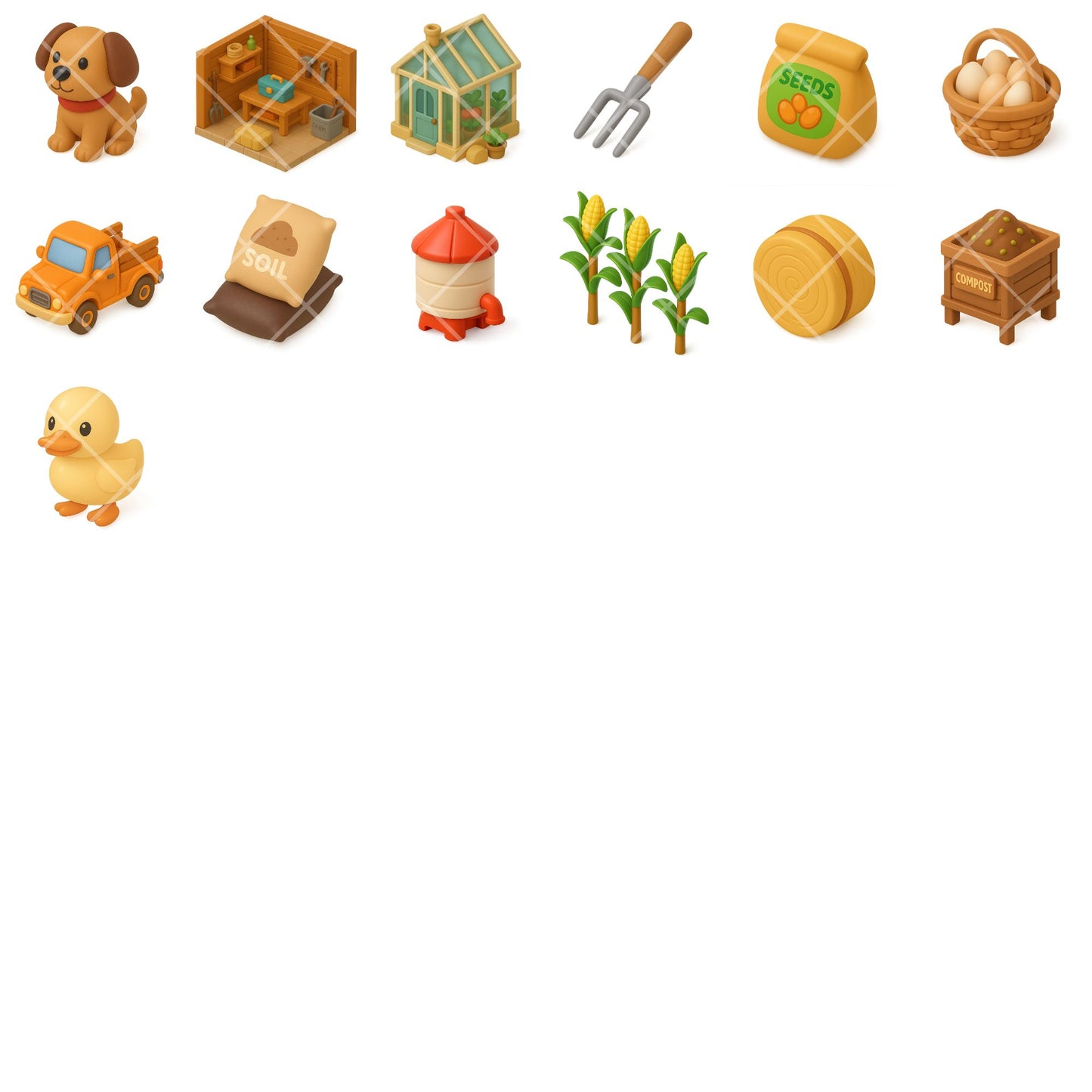 Farmer Agriculture PNG Clipart Set, Farm Animals & Gardening Graphics, Kids Crafts Stickers, Planner Clipart, 49 PNG Files