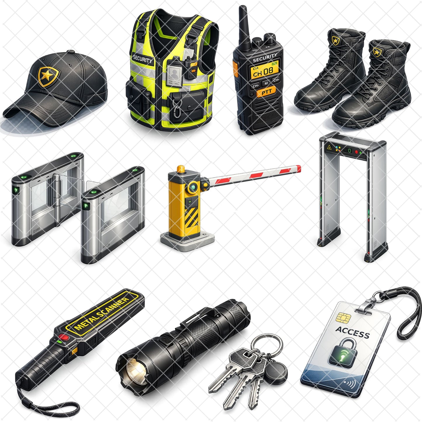 Security Guard 3D Clipart PNG Bundle – 45 Security Officer & Access Control Graphics for Education