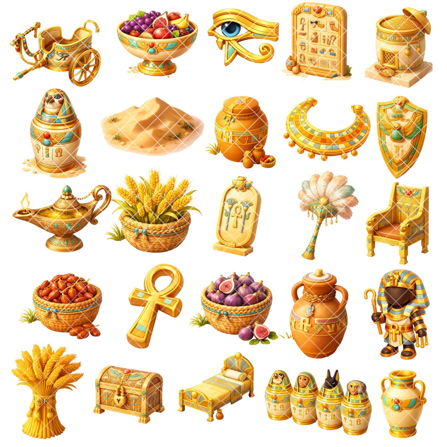Ancient Egypt Clipart – 55 Egyptian 3D PNG Files – Exodus Bible Lesson & History Classroom Graphics