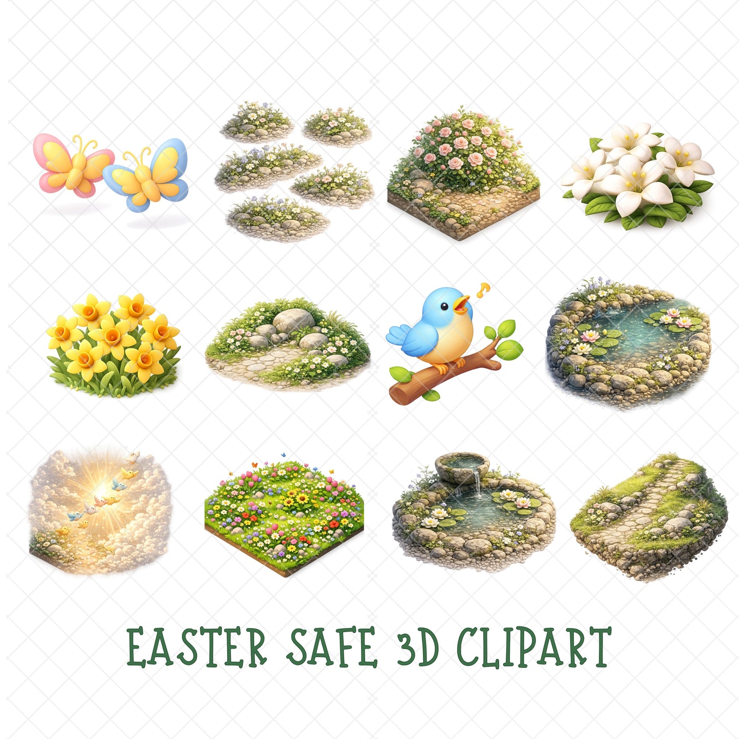 Easter 3D Clipart PNG Bundle – 75 Spring & Christian Graphics for Church, Classroom & Crafts