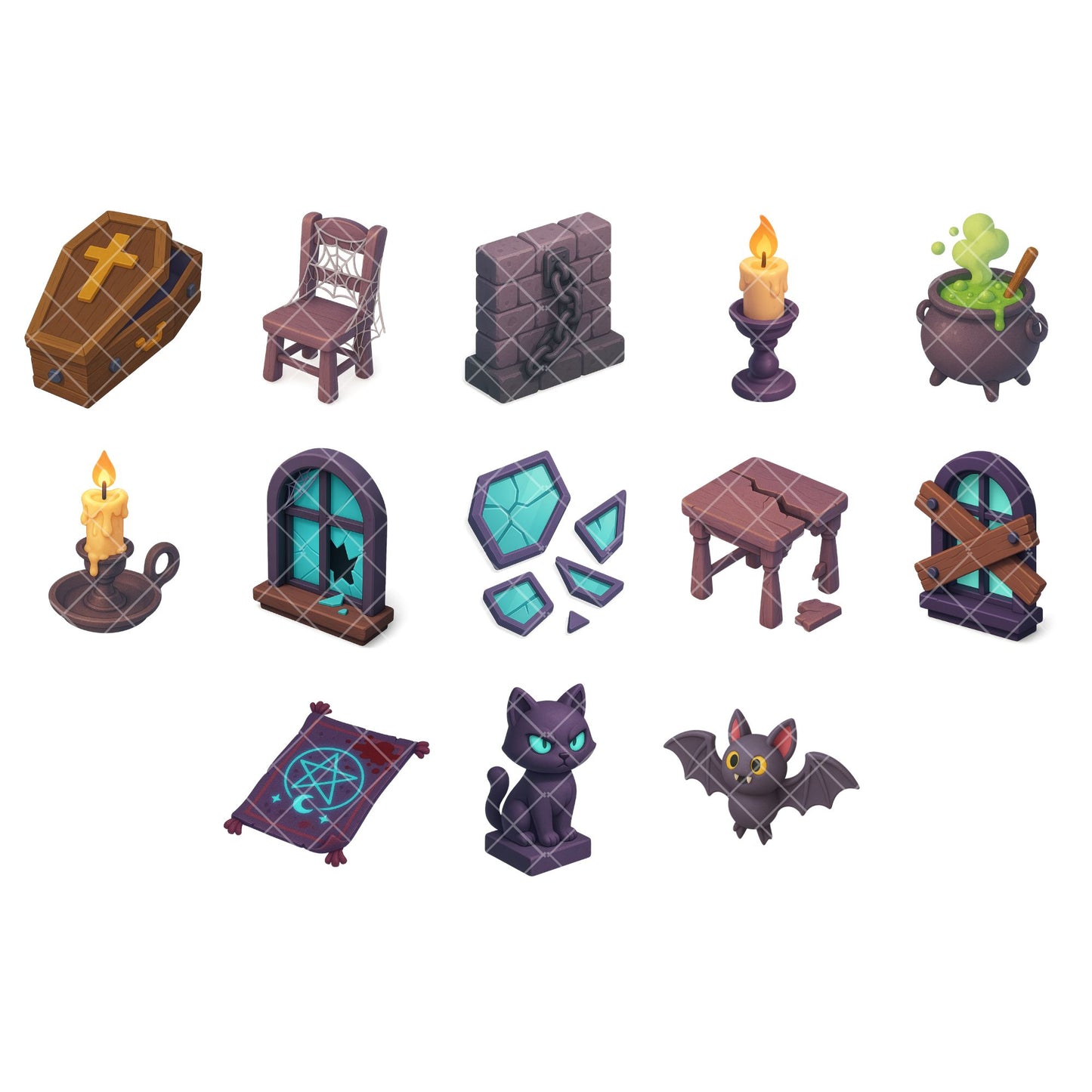 Haunted House Clipart PNG – Spooky Halloween Props & Gothic Decor | 3D Haunted Mansion Art (50 Files)