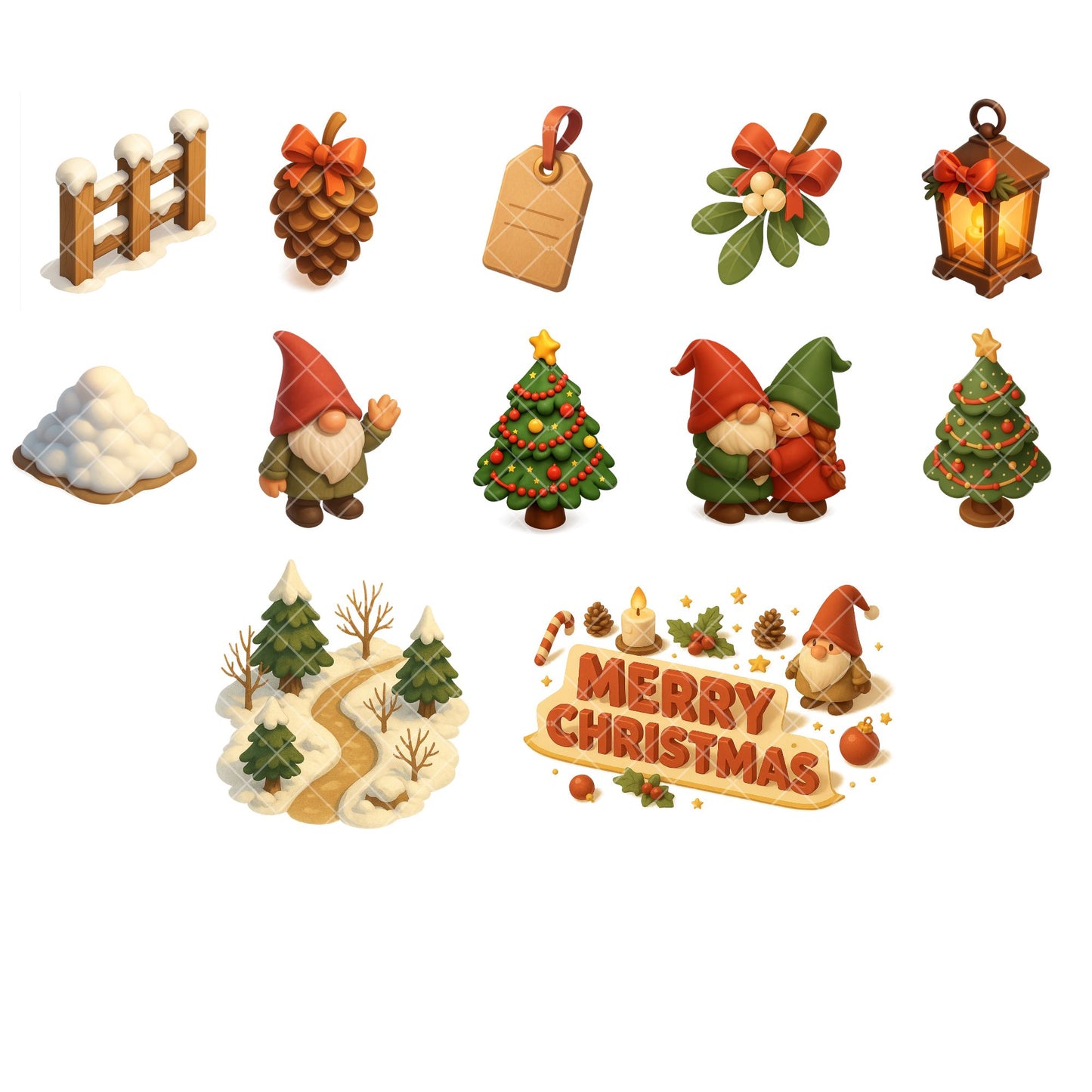 Christmas Gnome 3D Clipart PNG | Holiday Isometric Clipart | Christmas PNG Bundle | Gnome Graphics | Commercial Use