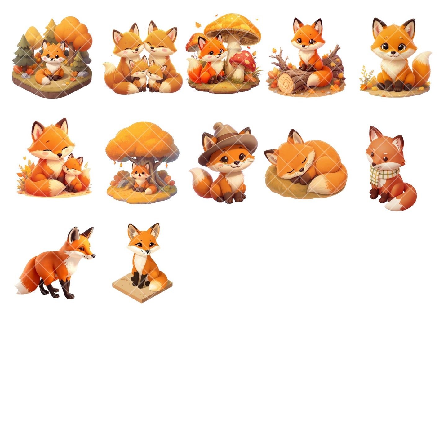 Fox 3D Clipart PNG | Woodland Animal Clipart | Isometric Fox PNG | Cute Fox Illustration | Nursery Decor Graphics