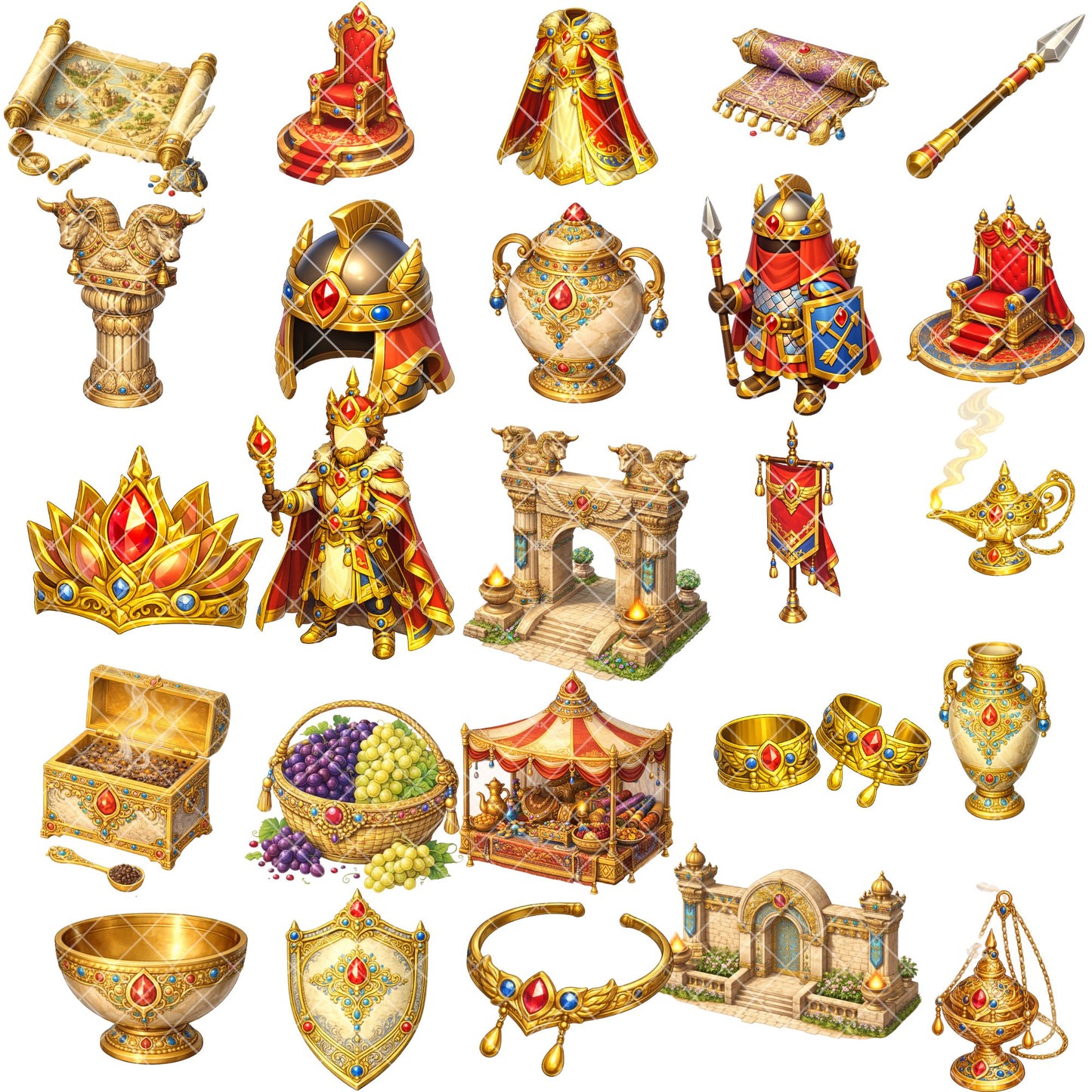 Persian Empire Clipart – 55 Ancient Persia PNG Files – Royal Kings, Thrones & Historical Graphics
