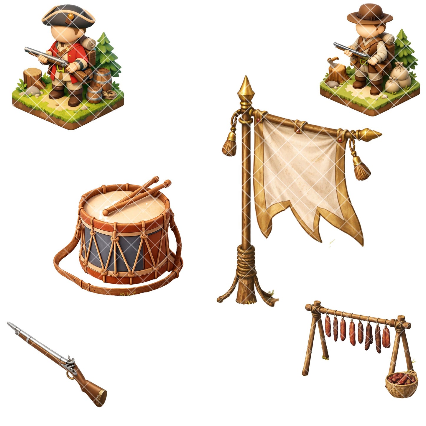 French and Indian War Clipart – 56 Colonial America PNG Files – Redcoat Soldiers, Forts & History Classroom Graphics