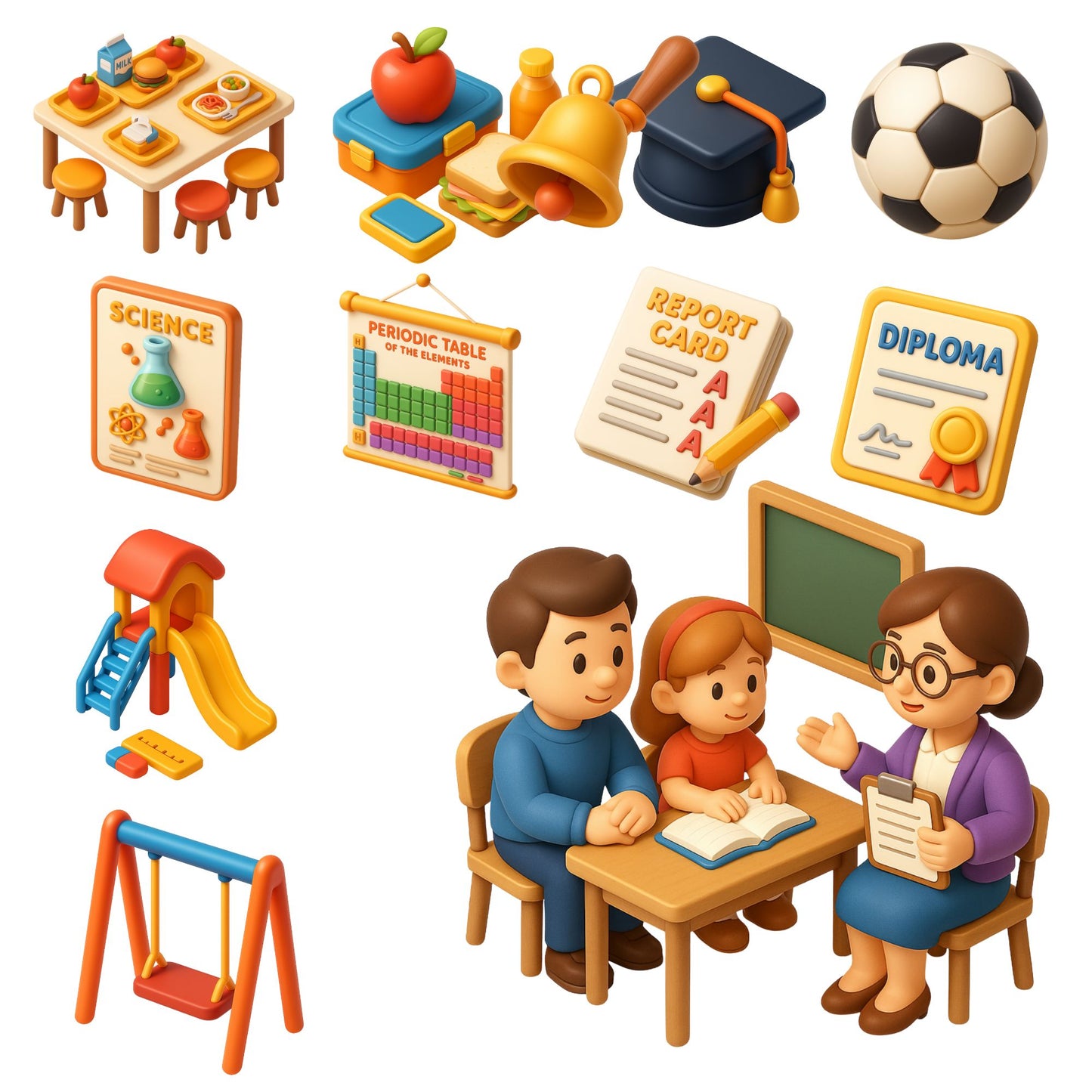 School Classroom Clipart – Teacher & Student PNG Illustrations, Educational School Graphics Bundle (64 Files)
