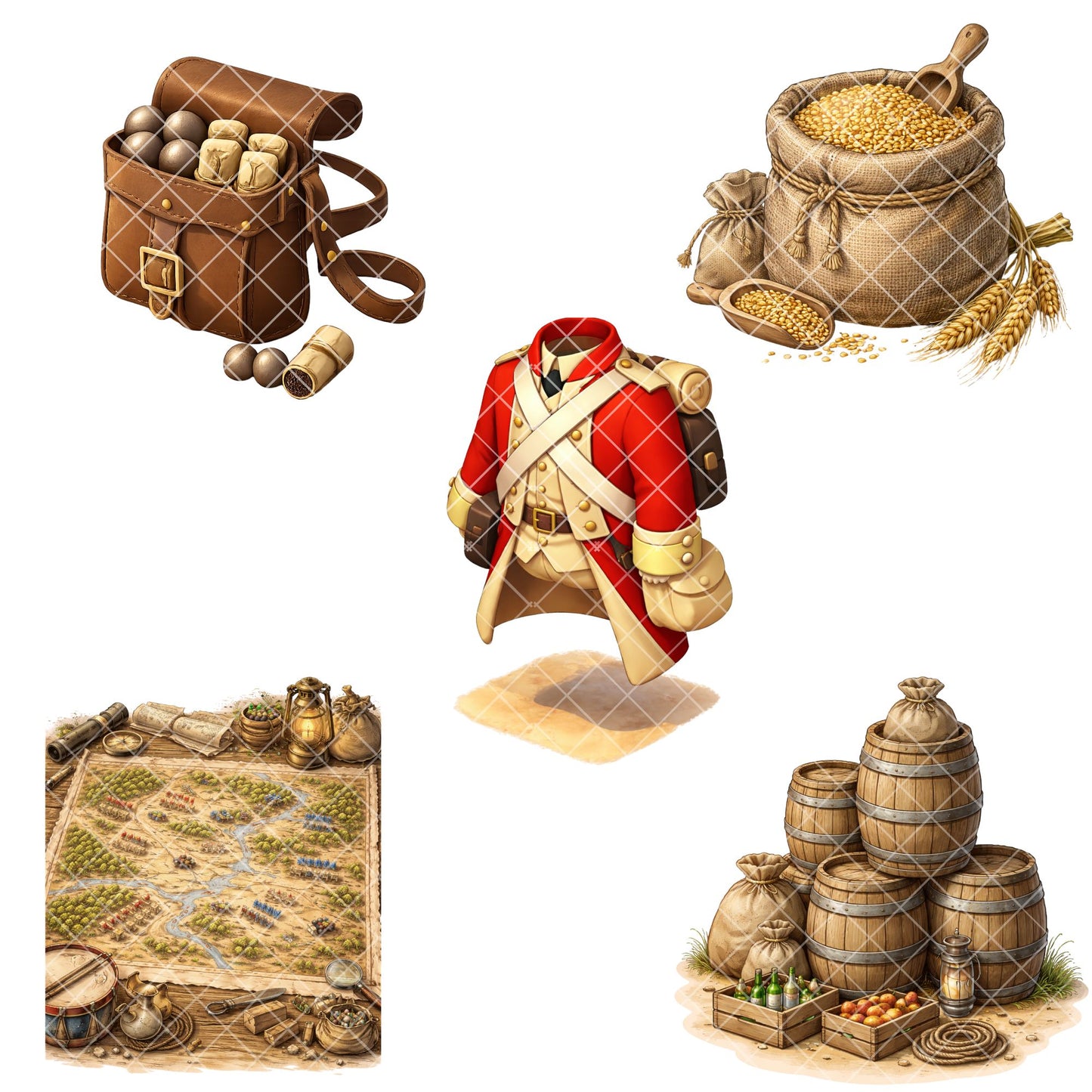American Revolution Clipart – 50 Colonial PNG Files – Revolutionary War Soldiers, Cannons & History Classroom Graphics