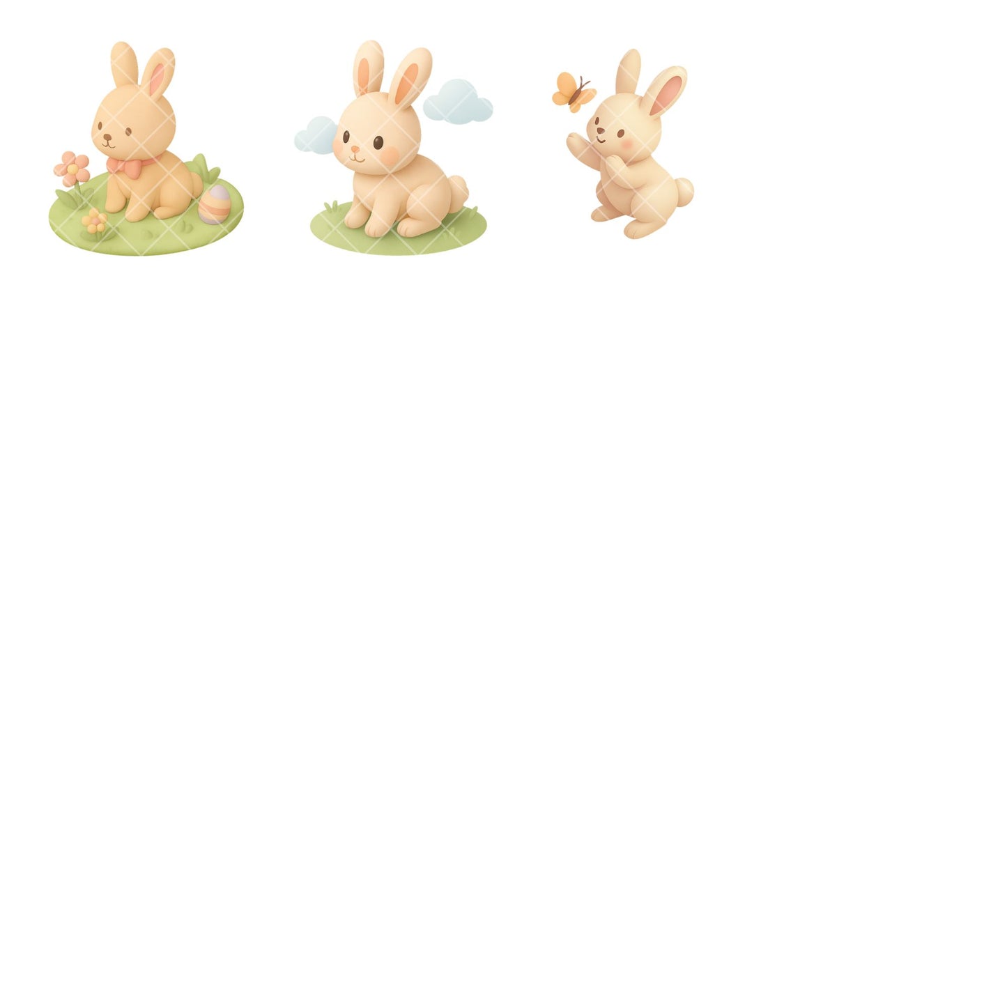 Pastel Easter Bunny Clipart Bundle – Kawaii Rabbit & Chick PNG, Cute Spring Animals, 3D Bunny Clipart, 51 PNG