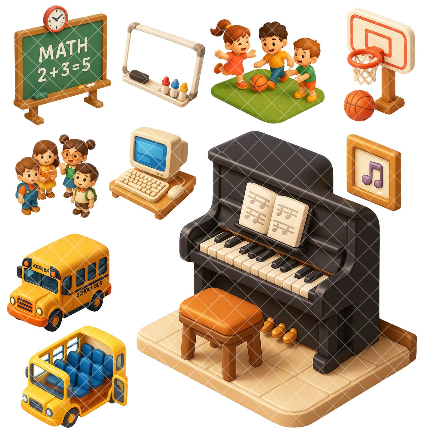 School Classroom Clipart – Teacher & Student PNG Illustrations, Educational School Graphics Bundle (64 Files)