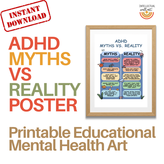ADHD Myths vs Reality Poster – Educational Mental Health Wall Art