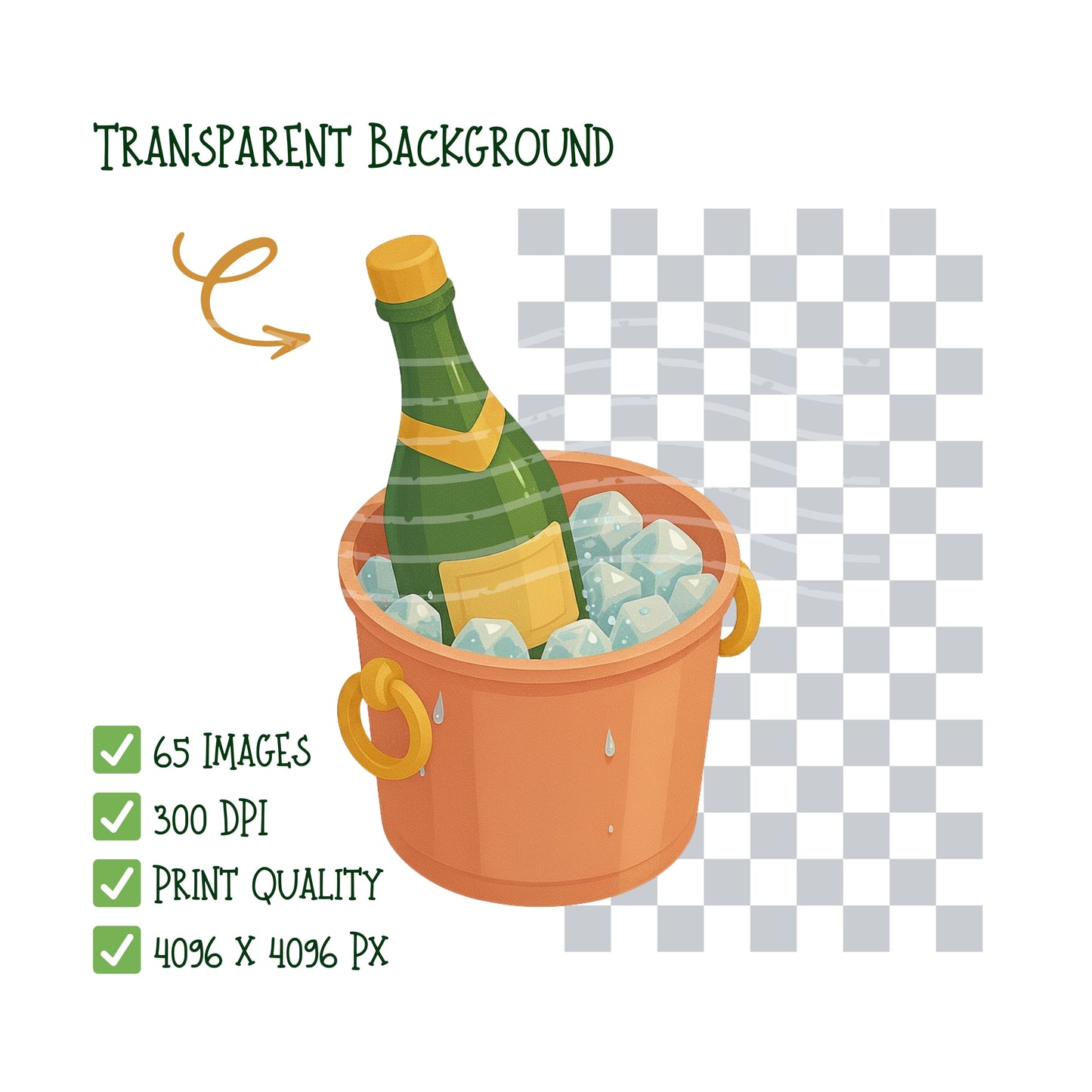 New Year’s 3D Clipart Bundle – Party Drinks, Food & Celebration PNG (65 Files)
