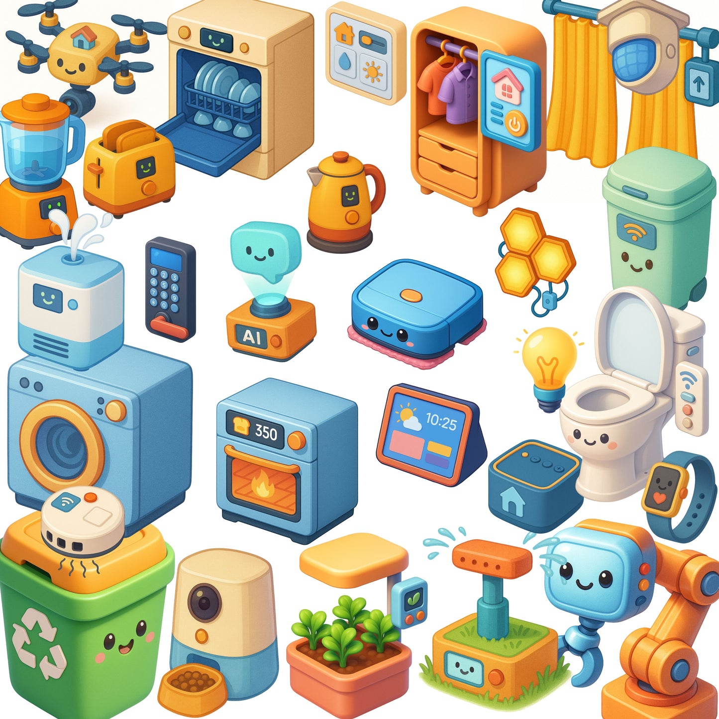 Smart Home Clipart – 52 AI Gadget PNGs | Cute Tech Icons, Futuristic Devices, App UI & Digital Designs