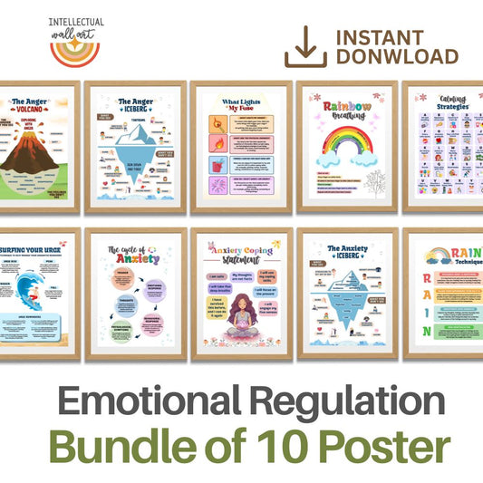 Emotional Regulation Posters Bundle – Printable Mental Health Tools for Kids & Teens