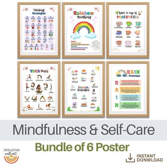 Mindfulness & Self-Care Poster Set – Calm Down Corner Printables for Kids & Teens