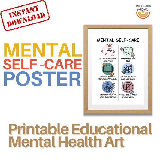 Mental Self-Care Poster – Mindfulness & Gratitude Visual for Wellness Support