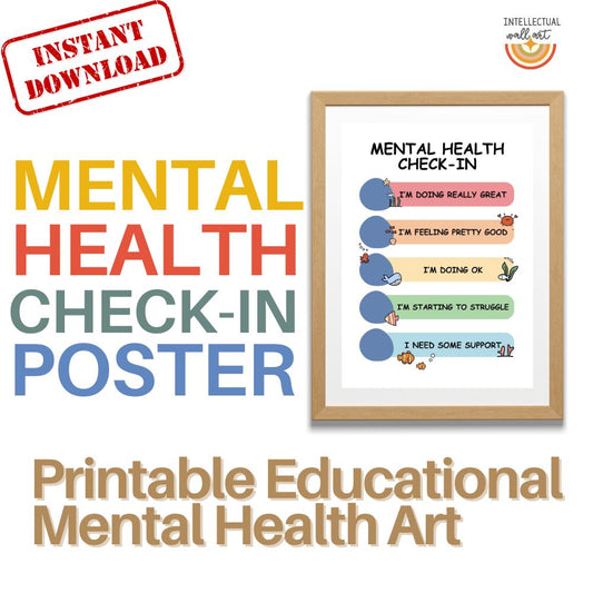 Mental Health Check-In Poster – Daily Feelings Chart for Kids, Teens & Adults